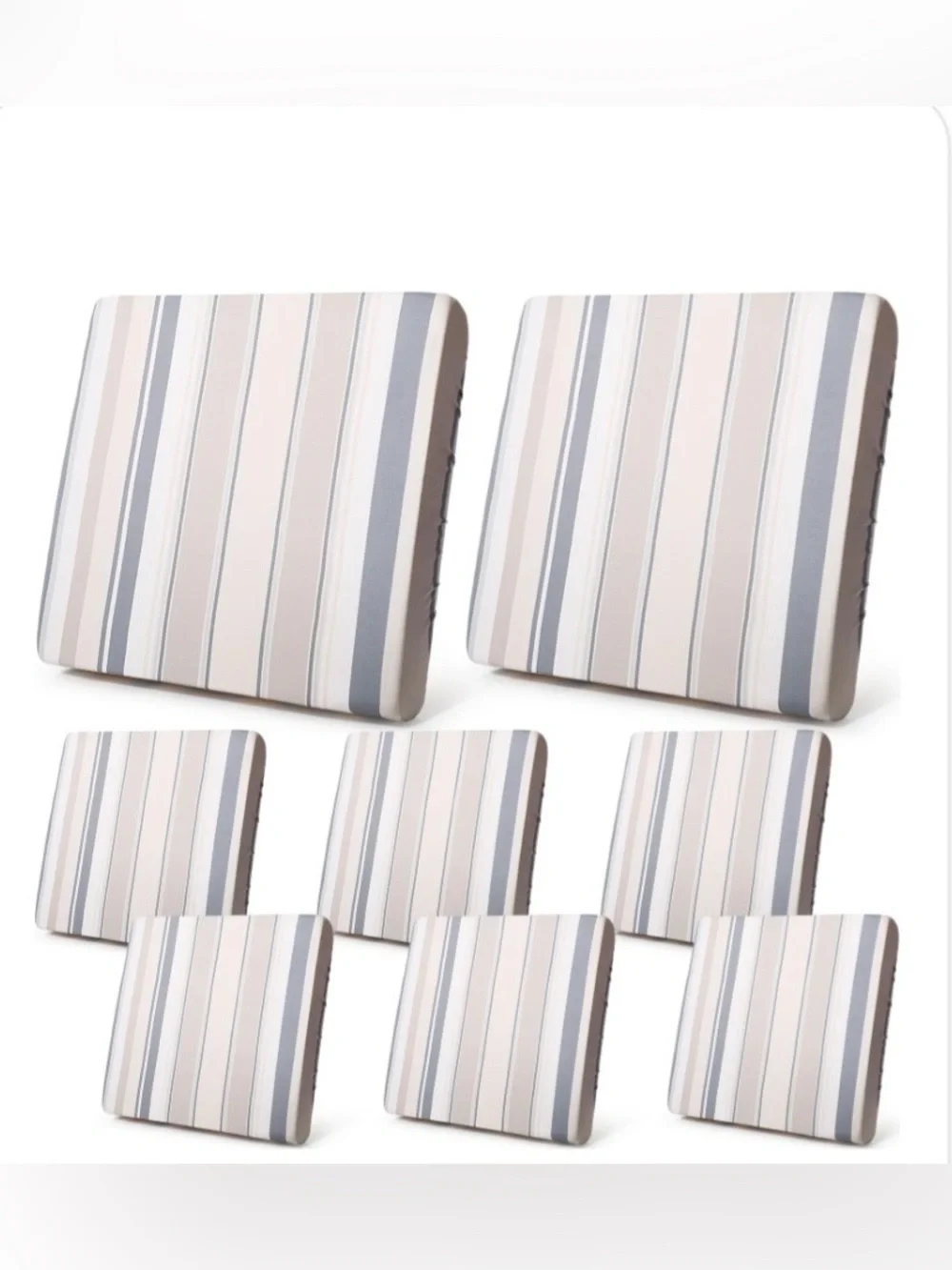 Indoor/Outdoor Sofa Cushion Covers with Stretch (8-pack) GRAY & BEIGE STRIPE